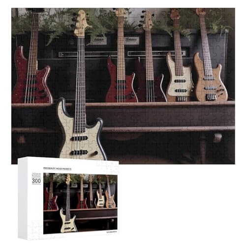 300 PCS Puzzles Gitarre Bass Musik Musikinstrumente Puzzles Personalisiertes Puzzle für Erwachsene Holzpuzzle Benutzerdefinierte Puzzles aus Fotos Bilderpuzzle Klassisches Puzzle für Hochzeit von GHZWACKJ