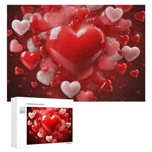 300 PCS Puzzles Love Red Hearts Puzzles Personalized Puzzle for Adults Wooden Puzzle Custom Puzzles from Photos Picture Puzzle Classic Jigsaw Puzzle for Wedding Birthday Valentine's Day von GHZWACKJ