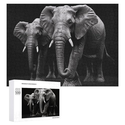 500 PCS Jigsaw Puzzles 3D Gray Elephant Puzzles Personalized Puzzle for Adults Wooden Puzzle Custom Puzzles from Photos Picture Puzzle Classic Jigsaw Puzzle for Wedding Birthday Valentine's Day von GHZWACKJ