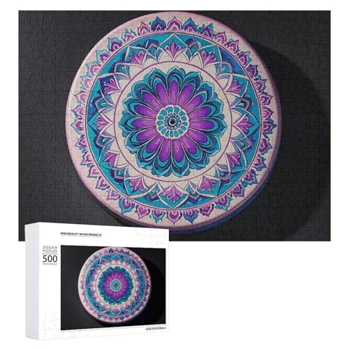 500 PCS Jigsaw Puzzles Blue Purple Mandala Puzzles Personalized Puzzle for Adults Wooden Puzzle Custom Puzzles from Photos Picture Puzzle Classic Jigsaw Puzzle for Wedding Birthday Valentine's Day von GHZWACKJ