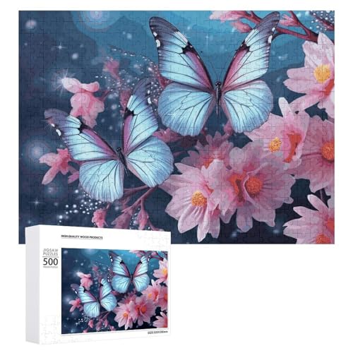 500 PCS Jigsaw Puzzles Butterfly Blossoms Puzzles Personalized Puzzle for Adults Wooden Puzzle Custom Puzzles from Photos Picture Puzzle Classic Jigsaw Puzzle for Wedding Birthday Valentine's Day von GHZWACKJ