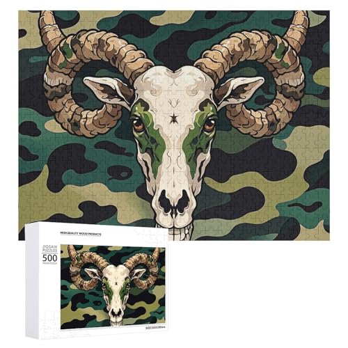 500 PCS Jigsaw Puzzles Camouflage Skull Puzzles Personalized Puzzle for Adults Wooden Puzzle Custom Puzzles from Photos Picture Puzzle Classic Jigsaw Puzzle for Wedding Birthday Valentine's Day von GHZWACKJ