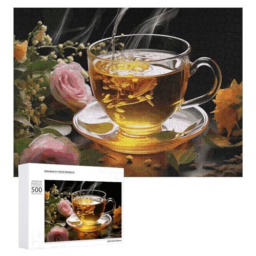 500 PCS Jigsaw Puzzles Cup of Tea Puzzles Personalized Puzzle for Adults Wooden Puzzle Custom Puzzles from Photos Picture Puzzle Classic Jigsaw Puzzle for Wedding Birthday Valentine's Day von GHZWACKJ