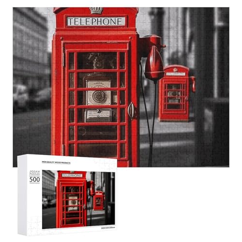 500 PCS Jigsaw Puzzles England UK Retro London Telefon Puzzles Personalisiertes Puzzle für Erwachsene Holzpuzzle Benutzerdefinierte Puzzles aus Fotos Bilderpuzzle Klassisches Puzzle für Hochzeit von GHZWACKJ