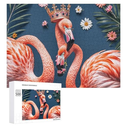 500 PCS Jigsaw Puzzles Flamingo Puzzles Personalized Puzzle for Adults Wooden Puzzle Custom Puzzles from Photos Picture Puzzle Classic Jigsaw Puzzle for Wedding Birthday Valentine's Day von GHZWACKJ