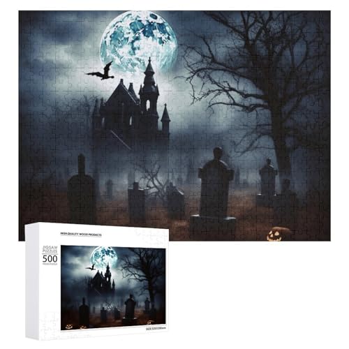 500 PCS Jigsaw Puzzles Gothic Happy Halloween Puzzles Personalized Puzzle for Adults Wooden Puzzle Custom Puzzles from Photos Picture Puzzle Classic Jigsaw Puzzle for Wedding Birthday Valentine's Day von GHZWACKJ