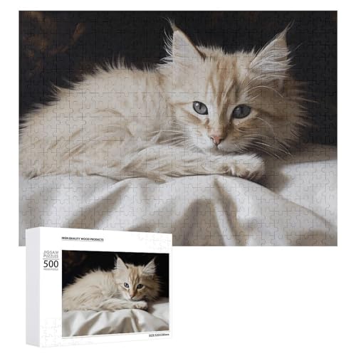 500 PCS Jigsaw Puzzles Katze liegend auf Kissen Puzzles Personalisiertes Puzzle für Erwachsene Holzpuzzle Benutzerdefinierte Puzzles aus Fotos Bilderpuzzle Klassisches Puzzle für Hochzeit Geburtstag von GHZWACKJ