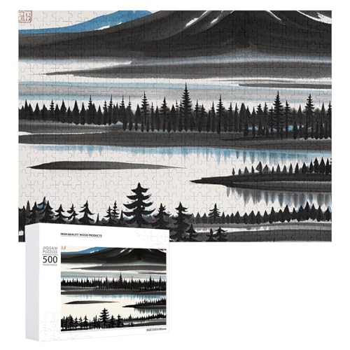 500 PCS Jigsaw Puzzles Mt. Fuji Ink Painting Puzzles Personalized Puzzle for Adults Wooden Puzzle Custom Puzzles from Photos Picture Puzzle Classic Jigsaw Puzzle for Wedding Birthday Valentine's Day von GHZWACKJ