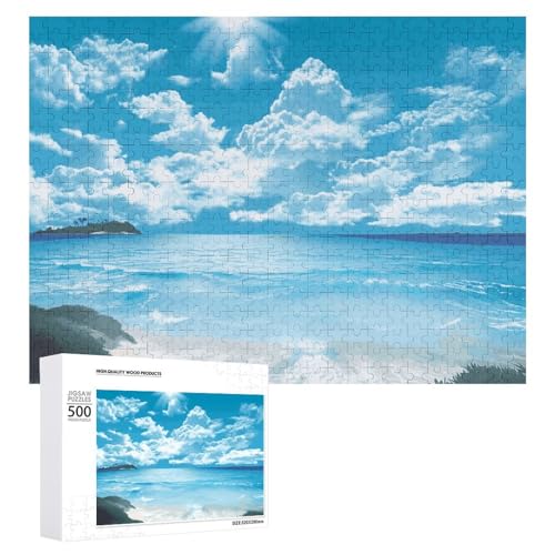 500 PCS Jigsaw Puzzles Tropical Seascape Puzzles Personalized Puzzle for Adults Wooden Puzzle Custom Puzzles from Photos Picture Puzzle Classic Jigsaw Puzzle for Wedding Birthday Valentine's Day von GHZWACKJ