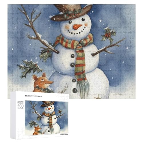 500 PCS Jigsaw Puzzles Winter Snowman Puzzles Personalized Puzzle for Adults Wooden Puzzle Custom Puzzles from Photos Picture Puzzle Classic Jigsaw Puzzle for Wedding Birthday Valentine's Day von GHZWACKJ