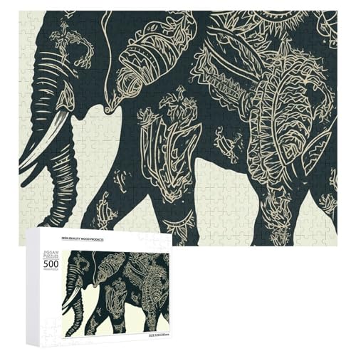 500 PCS Puzzle Elefant Puzzles Personalisiertes Puzzle für Erwachsene Holzpuzzle Benutzerdefinierte Puzzles aus Fotos Bilderpuzzle Klassisches Puzzle für Hochzeit Geburtstag Valentinstag von GHZWACKJ