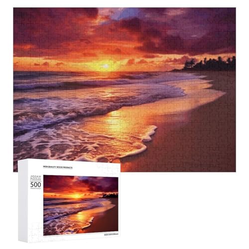 500 PCS Puzzles Beautiful Beach Sunset Puzzles Personalized Puzzle for Adults Wooden Puzzle Custom Puzzles from Photos Picture Puzzle Classic Jigsaw Puzzle for Wedding Birthday Valentine's Day von GHZWACKJ