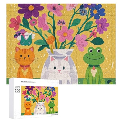 500 PCS Puzzles Blumen, Katzen, Hunde, Frösche, personalisiertes Puzzle für Erwachsene, Holzpuzzle, individuelle Puzzles aus Fotos, Bilderpuzzle, klassisches Puzzle für Hochzeit, Geburtstag, von GHZWACKJ