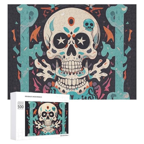 500 PCS Puzzles Rock 'n' Roll Skull Puzzles Personalisiertes Puzzle für Erwachsene Holzpuzzle Custom Puzzles aus Fotos Bilderpuzzle Klassisches Puzzle für Hochzeit Geburtstag Valentinstag von GHZWACKJ