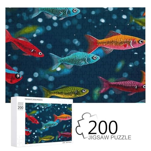 Puzzle, 200 Stück, Unterwasser-Puzzle, bunte Elritzen, personalisiertes Puzzle für Erwachsene, Holzpuzzle, individuelle Puzzles aus Fotos, Bilderpuzzle, klassisches Puzzle für Hochzeit, Geburtstag, von GHZWACKJ