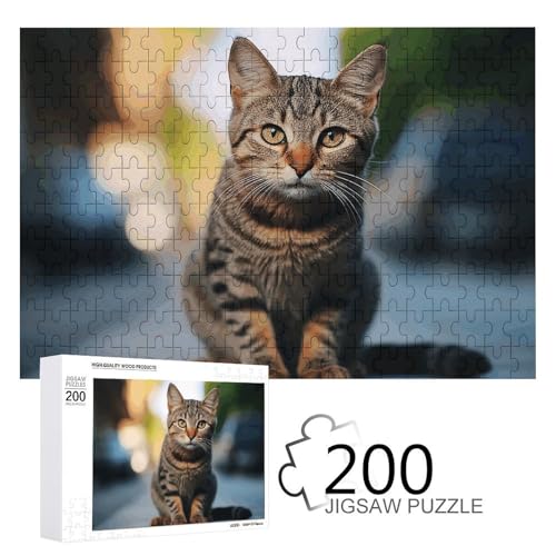 Puzzle, 200 Stück, braunes getigertes Kätzchen-Puzzle, personalisiertes Puzzle für Erwachsene, Holzpuzzle, individuelle Puzzles aus Fotos, Bilderpuzzle, klassisches Puzzle für Hochzeit, Geburtstag, von GHZWACKJ