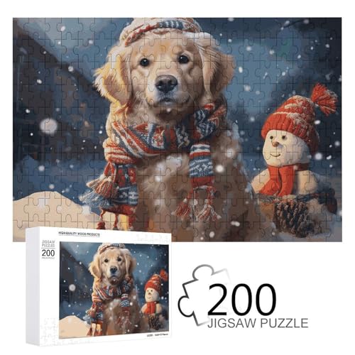 Puzzle, Motiv: Frohe Weihnachten, niedlicher Hund, Schneemann, personalisiertes Puzzle für Erwachsene, Holzpuzzle, individuelle Puzzles aus Fotos, Bildpuzzle, klassisches Puzzle für Hochzeit, von GHZWACKJ