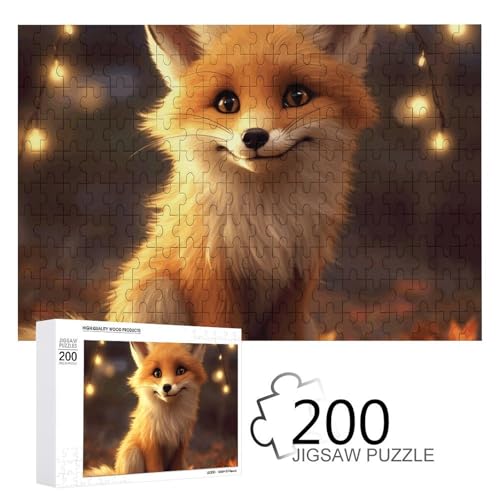 Puzzle 200 PCS Cute Fox Puzzles Personalized Puzzle for Adults Wooden Puzzle Custom Puzzles from Photos Picture Puzzle Classic Jigsaw Puzzle for Wedding Birthday Valentine's Day von GHZWACKJ