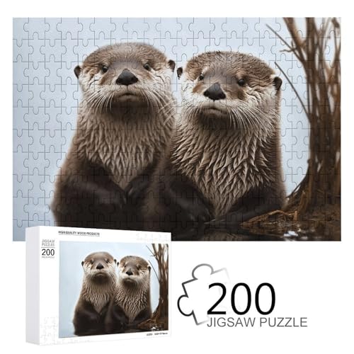 Puzzle 200 PCS Cute Otter Puzzles Personalized Puzzle for Adults Wooden Puzzle Custom Puzzles from Photos Picture Puzzle Classic Jigsaw Puzzle for Wedding Birthday Valentine's Day von GHZWACKJ