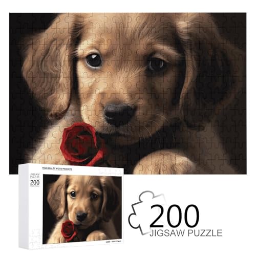 Puzzle 200 PCS Cute Pet Dog Puzzles Personalized Puzzle for Adults Wooden Puzzle Custom Puzzles from Photos Picture Puzzle Classic Jigsaw Puzzle for Wedding Birthday Valentine's Day von GHZWACKJ