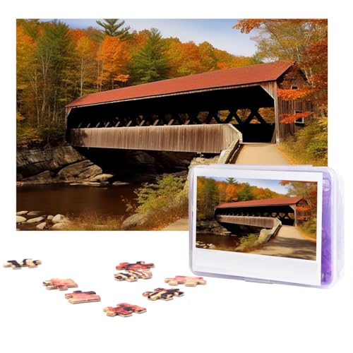 Puzzle 300 Teile Albany Covered Bridge Puzzles Personalisiertes Puzzle für Erwachsene Holzpuzzles Benutzerdefinierte Bilderpuzzles Klassisches Puzzle für Hochzeit Geburtstag Valentinstag von GHZWACKJ