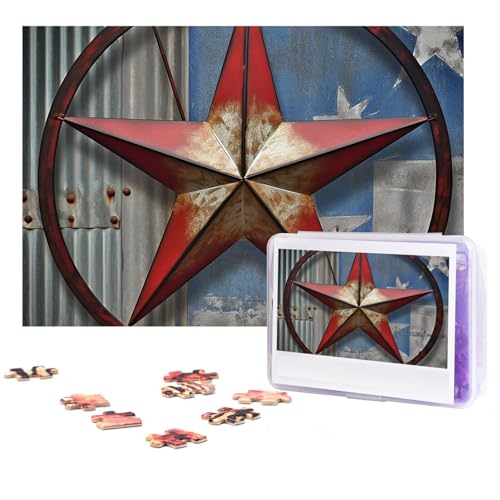 Puzzle 300 Teile American Wastern Texas Star Puzzles Personalisiertes Puzzle für Erwachsene Holzpuzzles Benutzerdefinierte Bilderpuzzles Klassisches Puzzle für Hochzeit Geburtstag Valentinstag von GHZWACKJ