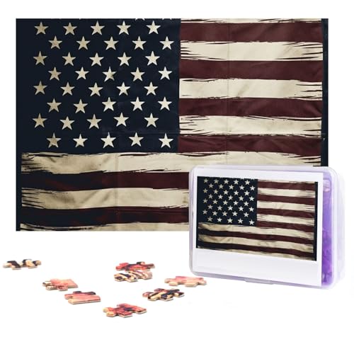 Puzzle 300 Teile Amerikanische Flagge Puzzles Personalisiertes Puzzle für Erwachsene Holzpuzzle Benutzerdefinierte Puzzles aus Fotos Bilderpuzzle Klassisches Puzzle für Hochzeit Geburtstag von GHZWACKJ