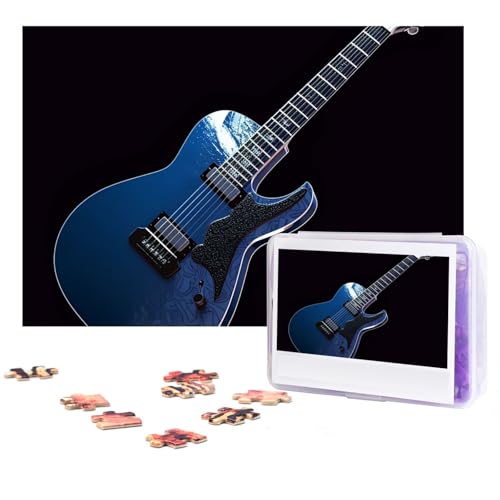 Puzzle 300 Teile Blau Gitarre Puzzles Personalisierte Puzzle für Erwachsene Holzpuzzle Benutzerdefinierte Puzzles aus Fotos Bilderpuzzle Klassisches Puzzle für Hochzeit Geburtstag Valentinstag von GHZWACKJ