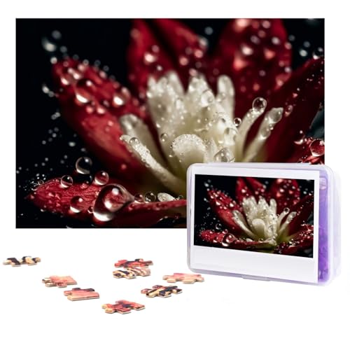 Puzzle 300 Teile Blume mit Wasser Puzzles Personalisiertes Puzzle für Erwachsene Holzpuzzle Benutzerdefinierte Puzzles aus Fotos Bilderpuzzle Klassisches Puzzle für Hochzeit Geburtstag Valentinstag von GHZWACKJ