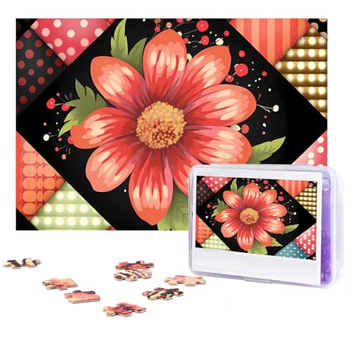 Puzzle 300 Teile Blumen-Punkte Puzzles Personalisiertes Puzzle für Erwachsene Holzpuzzle Benutzerdefinierte Puzzles aus Fotos Bilderpuzzle Klassisches Puzzle für Hochzeit Geburtstag Valentinstag von GHZWACKJ