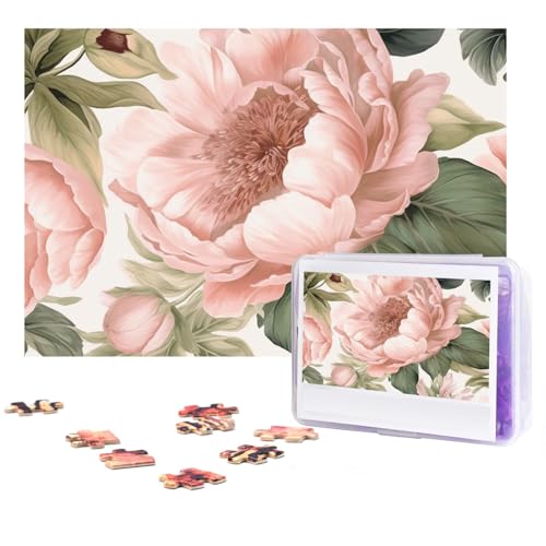 Puzzle 300 Teile Blush Floral Puzzles Personalisiertes Puzzle für Erwachsene Holzpuzzle Benutzerdefinierte Puzzles aus Fotos Bilderpuzzle Klassisches Puzzle für Hochzeit Geburtstag Valentinstag von GHZWACKJ