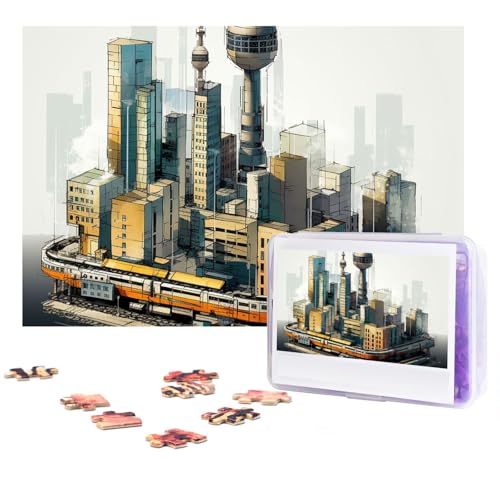 Puzzle 300 Teile Building-City Puzzles Personalisiertes Puzzle für Erwachsene Holzpuzzle Benutzerdefinierte Puzzles aus Fotos Bilderpuzzle Klassisches Puzzle für Hochzeit Geburtstag Valentinstag von GHZWACKJ