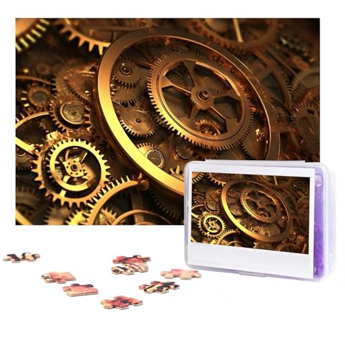 Puzzle 300 Teile Coole Steampunk Zahnräder Puzzles Personalisiertes Puzzle für Erwachsene Holzpuzzles Benutzerdefinierte Bilderpuzzles Klassisches Puzzle für Hochzeit Geburtstag Valentinstag von GHZWACKJ