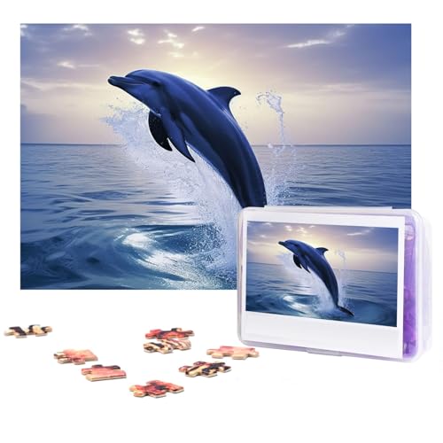 Puzzle 300 Teile Elegante Delphin Puzzles Personalisiertes Puzzle für Erwachsene Holzpuzzle Benutzerdefinierte Puzzles aus Fotos Bilderpuzzle Klassisches Puzzle für Hochzeit Geburtstag Valentinstag von GHZWACKJ