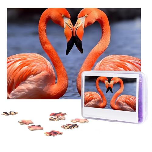 Puzzle 300 Teile Flamingo Kuss Puzzles Personalisiertes Puzzle für Erwachsene Holzpuzzle Benutzerdefinierte Puzzles aus Fotos Bilderpuzzle Klassisches Puzzle für Hochzeit Geburtstag Valentinstag von GHZWACKJ