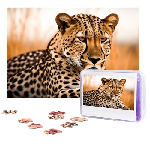 Puzzle 300 Teile Gepard Warten auf eine Gelegenheit Puzzles Personalisiertes Puzzle für Erwachsene Holzpuzzle Benutzerdefinierte Puzzles aus Fotos Klassisches Puzzle für Hochzeit Geburtstag von GHZWACKJ