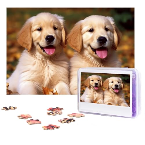 Puzzle 300 Teile Golden Retriever Hunde Welpen Haustiere Puzzles Personalisiertes Puzzle für Erwachsene Holzpuzzles Benutzerdefinierte Bilderpuzzles Klassisches Puzzle für Hochzeit Geburtstag von GHZWACKJ