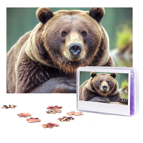 Puzzle 300 Teile Grizzly Bear Puzzles Personalisiertes Puzzle für Erwachsene Holzpuzzle Benutzerdefinierte Puzzles aus Fotos Bilderpuzzle Klassisches Puzzle für Hochzeit Geburtstag Valentinstag von GHZWACKJ