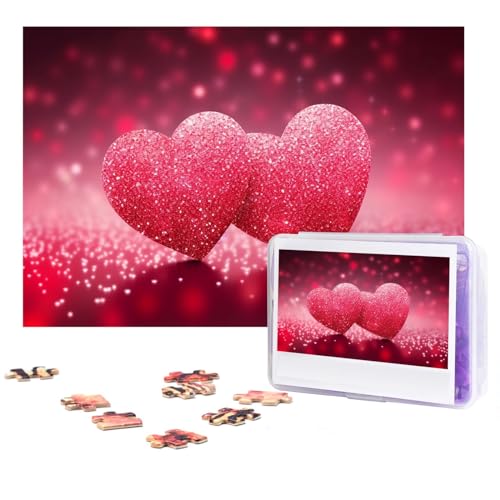 Puzzle 300 Teile Herz Glitzer Puzzles Personalisiertes Puzzle für Erwachsene Holzpuzzle Benutzerdefinierte Puzzles aus Fotos Bilderpuzzle Klassisches Puzzle für Hochzeit Geburtstag Valentinstag von GHZWACKJ