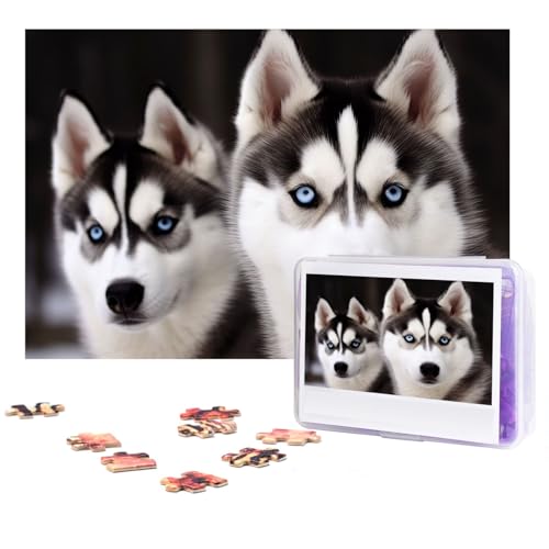 Puzzle 300 Teile Husky Hund Puzzles Personalisiertes Puzzle für Erwachsene Holzpuzzles Benutzerdefinierte Bilderpuzzles Klassisches Puzzle für Hochzeit Geburtstag Valentinstag von GHZWACKJ