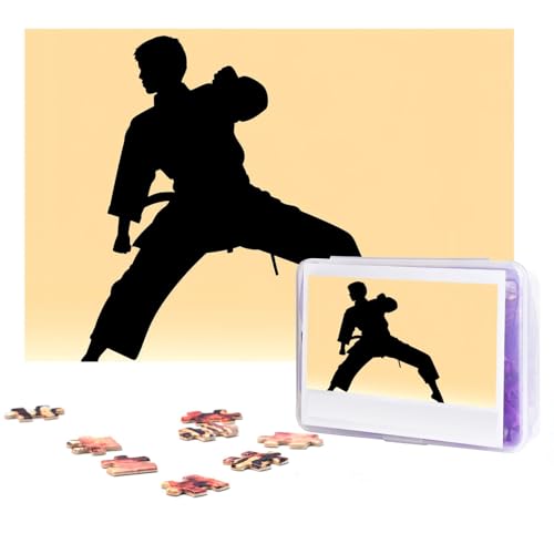 Puzzle 300 Teile Karate Männer Silhouette Puzzles Personalisiertes Puzzle für Erwachsene Holzpuzzle Benutzerdefinierte Puzzles aus Fotos Klassisches Puzzle für Hochzeit Geburtstag Valentinstag von GHZWACKJ