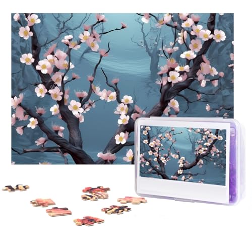 Puzzle 300 Teile Kirschblüten-Puzzles Personalisiertes Puzzle für Erwachsene Holzpuzzle Benutzerdefinierte Puzzles aus Fotos Bilderpuzzle Klassisches Puzzle für Hochzeit Geburtstag Valentinstag von GHZWACKJ