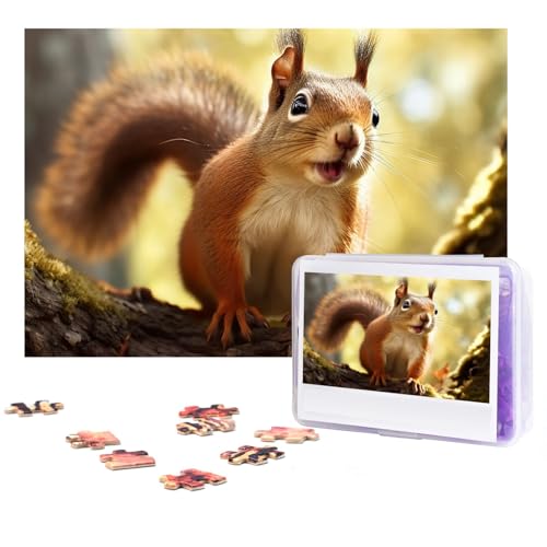 Puzzle 300 Teile Lustige Eichhörnchen Puzzles Personalisiertes Puzzle für Erwachsene Holzpuzzles Benutzerdefinierte Bilderpuzzles Klassisches Puzzle für Hochzeit Geburtstag Valentinstag von GHZWACKJ