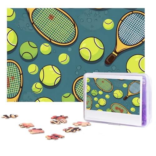 Puzzle 300 Teile Lustige Tennisschläger und Tennisbälle Puzzles Personalisiertes Puzzle für Erwachsene Holzpuzzles Benutzerdefinierte Bilderpuzzles Klassisches Puzzle für Hochzeit Geburtstag von GHZWACKJ