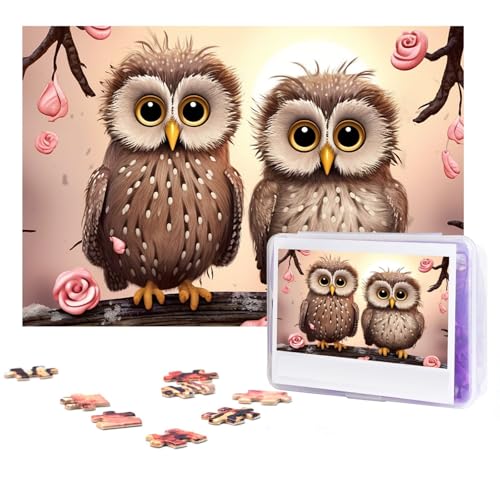 Puzzle 300 Teile Niedliche Eulen Puzzles Personalisiertes Puzzle für Erwachsene Holzpuzzles Benutzerdefinierte Bilderpuzzles Klassisches Puzzle für Hochzeit Geburtstag Valentinstag von GHZWACKJ