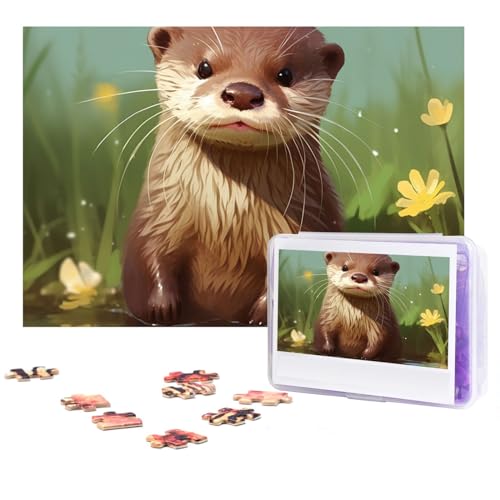 Puzzle 300 Teile Niedliche Otter-Puzzles Personalisiertes Puzzle für Erwachsene Holzpuzzle Benutzerdefinierte Puzzles aus Fotos Bilderpuzzle Klassisches Puzzle für Hochzeit Geburtstag Valentinstag von GHZWACKJ