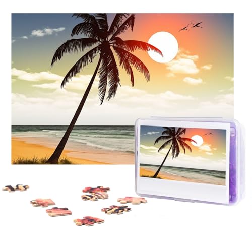 Puzzle 300 Teile Palme am Strand Puzzles Personalisiertes Puzzle für Erwachsene Holzpuzzle Benutzerdefinierte Puzzles aus Fotos Bilderpuzzle Klassisches Puzzle für Hochzeit Geburtstag Valentinstag von GHZWACKJ