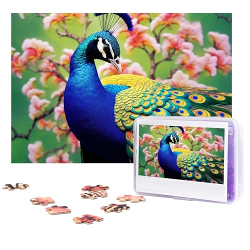 Puzzle 300 Teile Pfau Puzzles Personalisiertes Puzzle für Erwachsene Holzpuzzle Benutzerdefinierte Puzzles aus Fotos Bilderpuzzle Klassisches Puzzle für Hochzeit Geburtstag Valentinstag von GHZWACKJ