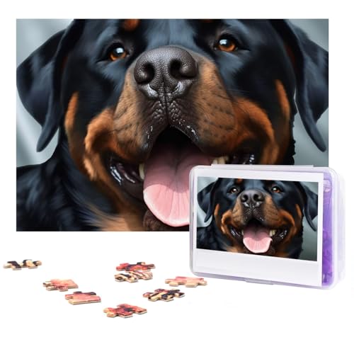 Puzzle 300 Teile Rottweiler Hunde Zungenkopf Puzzles Personalisiertes Puzzle für Erwachsene Holzpuzzle Benutzerdefinierte Puzzles aus Fotos Klassisches Puzzle für Hochzeit Geburtstag Valentinstag von GHZWACKJ