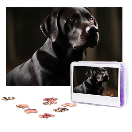 Puzzle 300 Teile Schwarzer Labrador Puzzles Personalisiertes Puzzle für Erwachsene Holzpuzzle Benutzerdefinierte Puzzles aus Fotos Bilderpuzzle Klassisches Puzzle für Hochzeit Geburtstag Valentinstag von GHZWACKJ